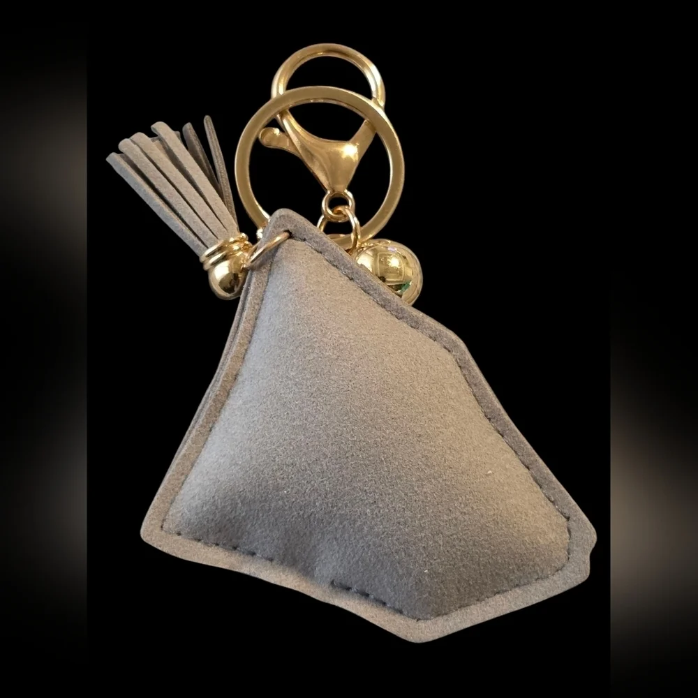 Elegant Luxury Tent Gray and Red Crystal Bag Charm | Keychain